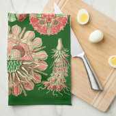 Haeckel Marine Kwallen Illustratie Rood & Groen Theedoek (Quarter Fold)