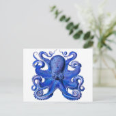 Haeckel Octopus Blue Briefkaart (Staand voorkant)