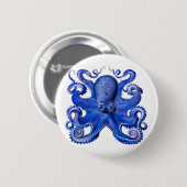 Haeckel Octopus Blue Ronde Button 5,7 Cm (Voorkant /achterkant)