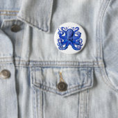 Haeckel Octopus Blue Ronde Button 5,7 Cm (In situ)