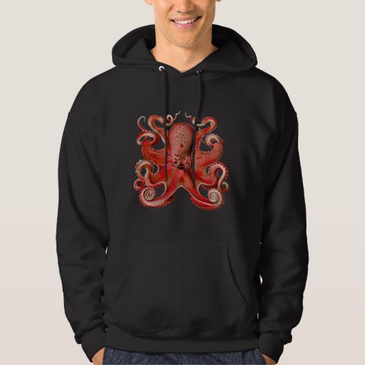 Haeckel Octopus Red Hoodie (Voorkant)