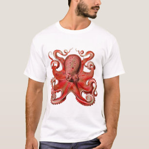 Haeckel Octopus Red T-shirt
