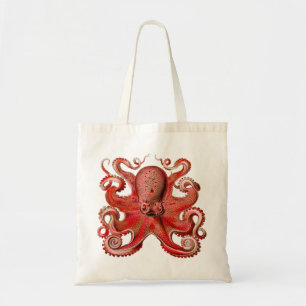 Haeckel Octopus Red Tote Bag