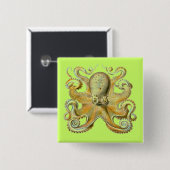 Haeckel Octopus Vierkante Button 5,1 Cm (Voorkant /achterkant)