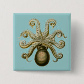 Haeckel Octopus Vierkante Button 5,1 Cm (Voorkant)