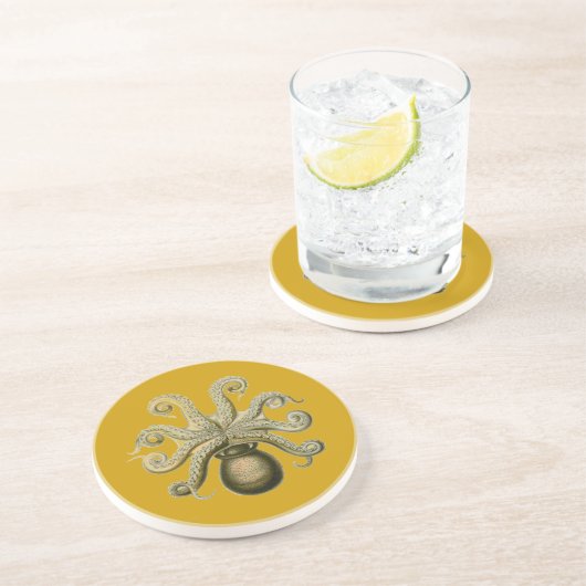 Haeckel Octopus Zandsteen Onderzetter (Zijkant)