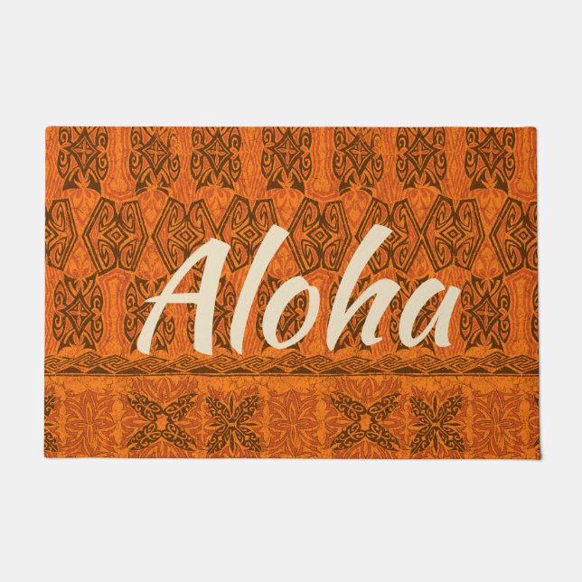 Haena Beach Hawaiian Primitive Tapa Aloha Sinaasap Deurmat (Voorkant)