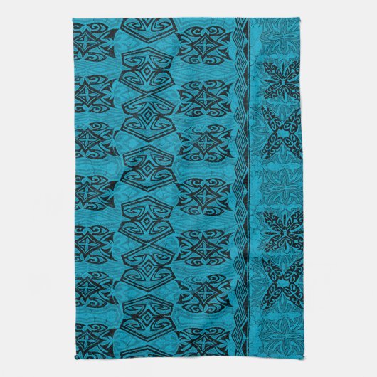 Haena Beach Hawaiian Primitive Tapa Theedoek (Verticaal)