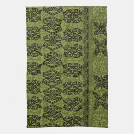 Haena Beach Hawaiian Primitive Tapa Theedoek (Verticaal)