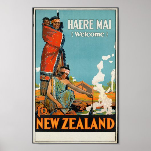 Haere Mai (Welkom in Nieuw-Zeeland) Reisposter Poster (Voorkant)