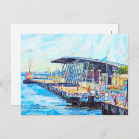 Hafen von Warnemünde Rostock. Kreuzfahrt Terminal. Briefkaart (Voorkant / Achterkant)