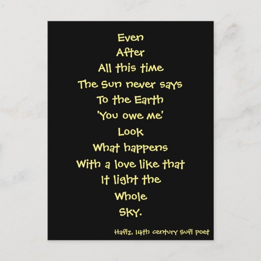 hafiz-gedicht briefkaart (Voorkant)