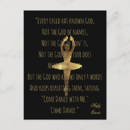 Hafiz Quote over Dance Golden Ballet Dancer Briefkaart