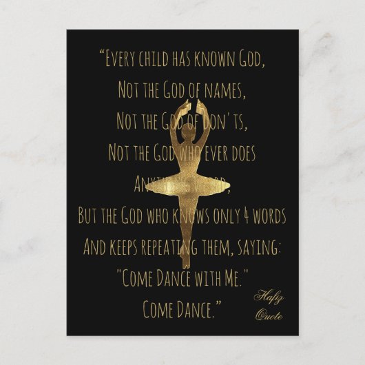Hafiz Quote over Dance Golden Ballet Dancer Briefkaart (Voorkant)