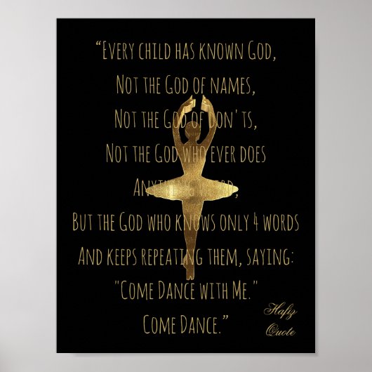 Hafiz Quote over het dansen van Faux Gold Ballet D Poster (Voorkant)