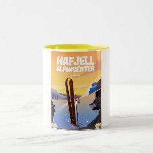 Hafjell Alpinsenter Noorwegen mooie skiposter. Tweekleurige Koffiemok