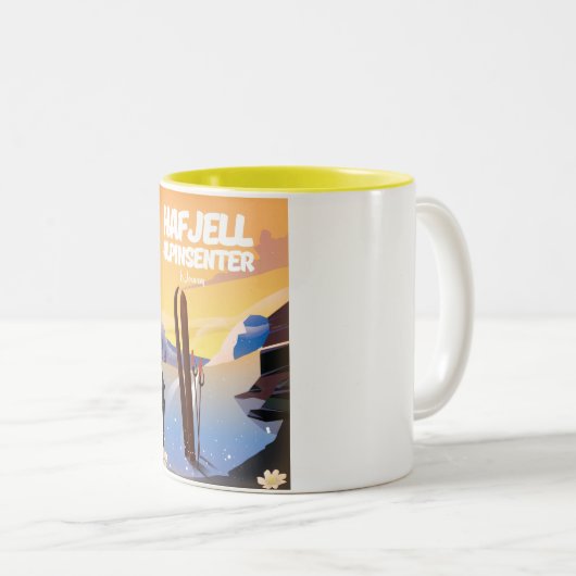 hafjell alpinsenter Noorwegen, prachtig ski-poster Tweekleurige Koffiemok (Voorkant rechts)