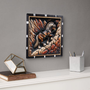 Haflinger Ascent Wood Wild Custom Vierkante Klok