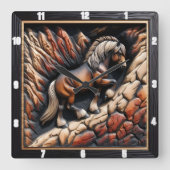 Haflinger Ascent Wood Wild Custom Vierkante Klok (Voorkant)