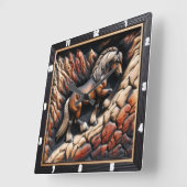 Haflinger Ascent Wood Wild Custom Vierkante Klok (Hoek)