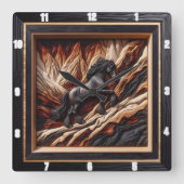 Haflinger Black Horse: keuze in houtkunststijl Vierkante Klok (Voorkant)