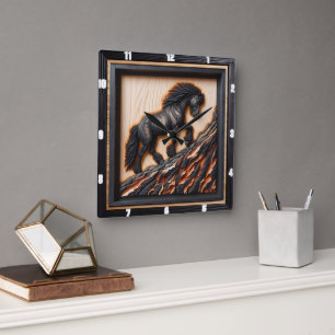 Haflinger Climb: Hout Art Custom Palette Vierkante Klok