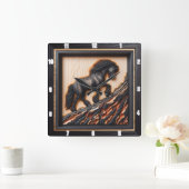 Haflinger Climb: Hout Art Custom Palette Vierkante Klok (Huis)