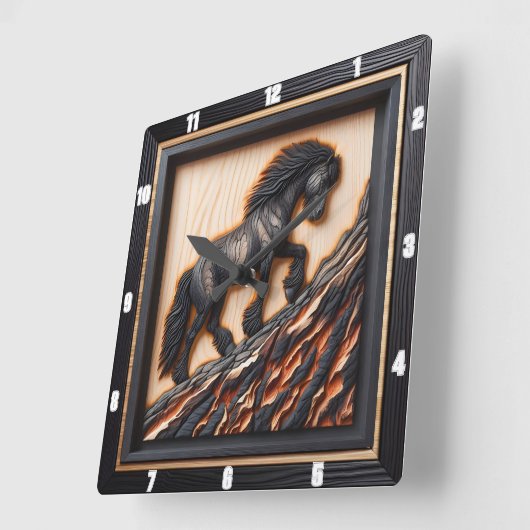 Haflinger Climb: Hout Art Custom Palette Vierkante Klok (Hoek)