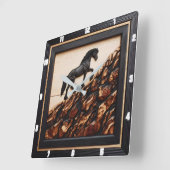 Haflinger Hillside: Houtkunst Custom Style Vierkante Klok (Hoek)