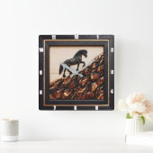 Haflinger Hillside: Houtkunst Custom Style Vierkante Klok (Huis)