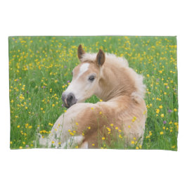 Haflinger Horse Cute Foal Flowerbed Pillow-Hoesje Kussensloop