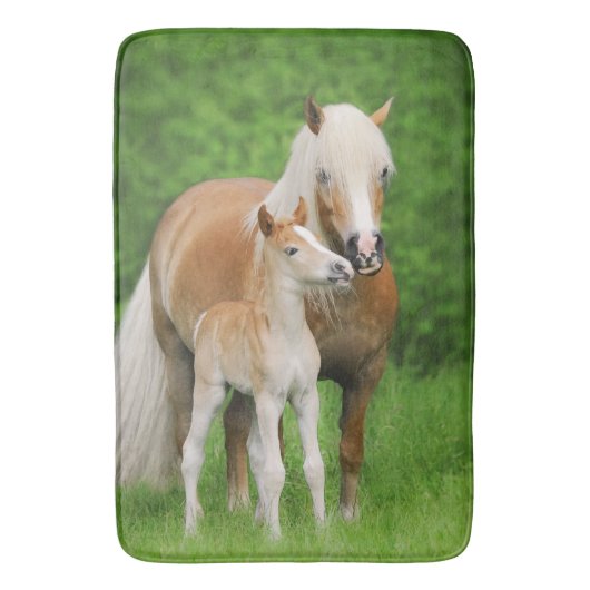 Haflinger Horse Cute Foal Kiss Mum Foto - Large Badmat (Voorkant Verticaal)