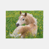 Haflinger Horse Cute Foal Resting in a Flowerbed Fleece Deken (Voorkant (Horizontaal))