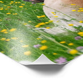 Haflinger Horse Cute Foal Resting in a Flowerbed Foto Afdruk (Hoek)