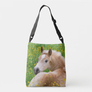 Haflinger Horse Cute Foal Resting in Flowerbed - Crossbody Tas