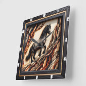 Haflinger Horse: Hout Art Style Hue Vierkante Klok (Hoek)