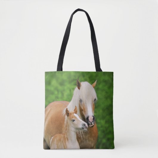 Haflinger Horses Cute Foal Kiss Mum Photo — Tote Bag (Voorkant)