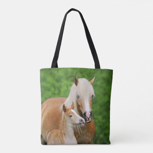 Haflinger Horses Cute Foal Kiss Mum Photo — Tote Bag (Achterkant)