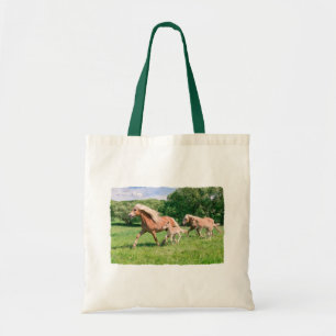 Haflinger Horses Cute Foals run Funny Animal Photo Tote Bag