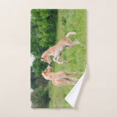 Haflinger Horses Cute Foals Vrienden die Foto make Bad Handdoek (Handdoek)