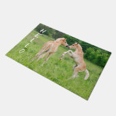 Haflinger Horses Cute Foals Vrienden die Foto make Deurmat (Schuin)