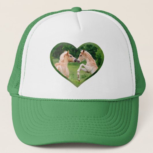 Haflinger Horses Cute Funny Foals Friends Heart Trucker Pet (Voorkant)