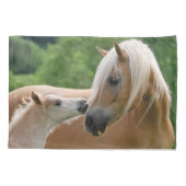 Haflinger Horses Foal and Mare Cuddle Pillow-Hoesj Kussensloop (Achterkant)