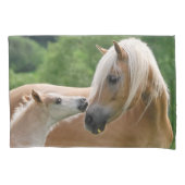 Haflinger Horses Foal and Mare Cuddle Pillow-Hoesj Kussensloop (Voorkant)