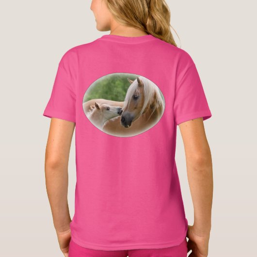 Haflinger Horses Foal and Mare Cuddling (meisje) T-shirt (Achterkant)