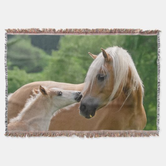 Haflinger Horses Foal Mare Cuddling, Soft Deken (Voorkant)