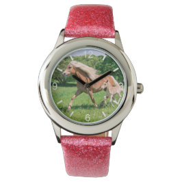 Haflinger Horses Leuke veulens Run Funny - wijzerp Horloge