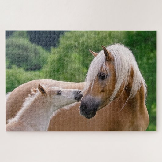 Haflinger-merg en foelie legpuzzel (Horizontaal)