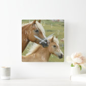 Haflinger-paard en -foelie vierkante klok (Huis)