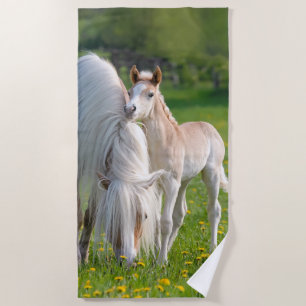 Haflinger-paarden koken Baby met foto van mam: Strandlaken